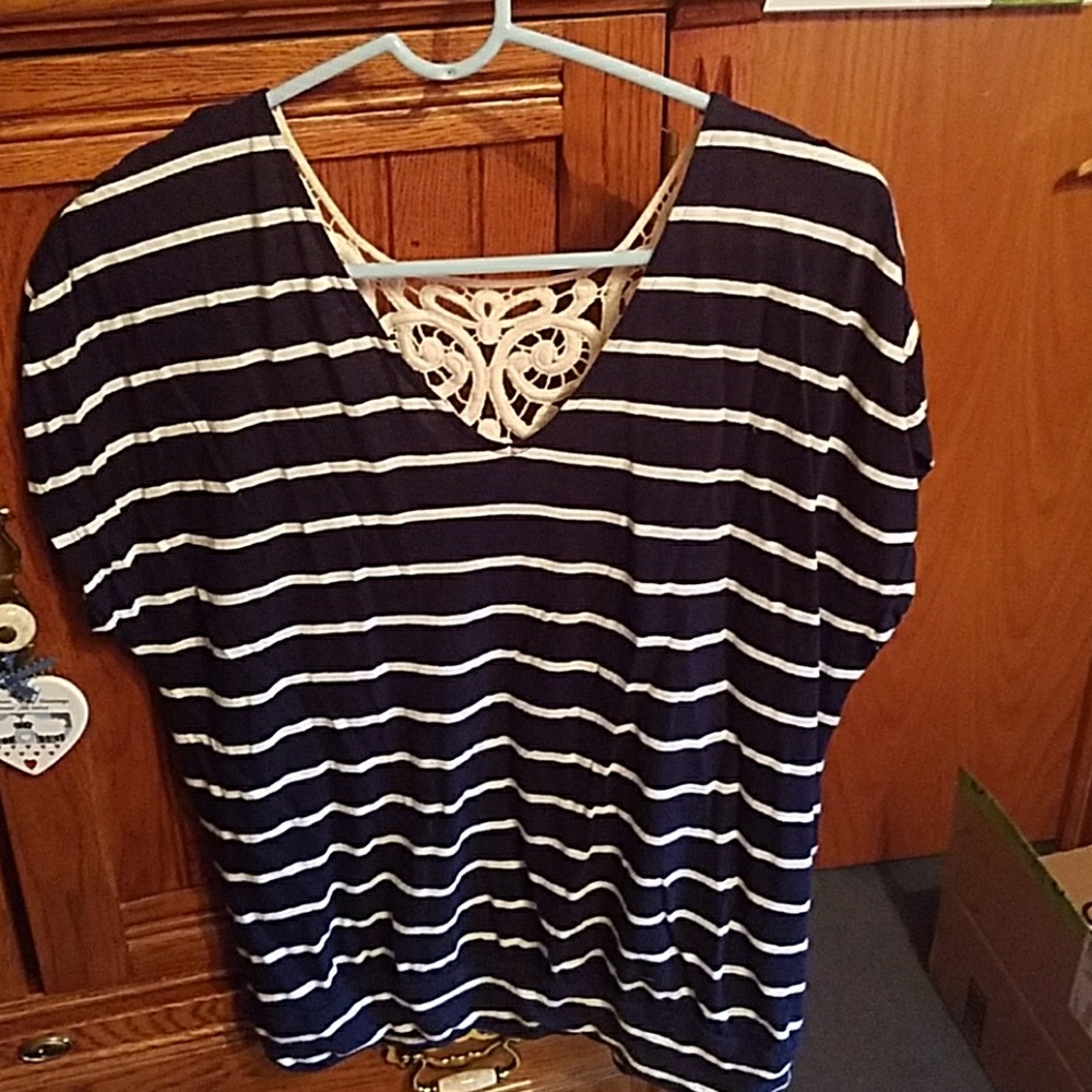 Express striped lace top